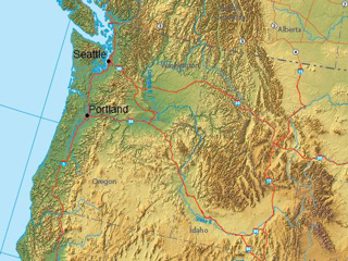 Topographical Map of the Pacific Northwest